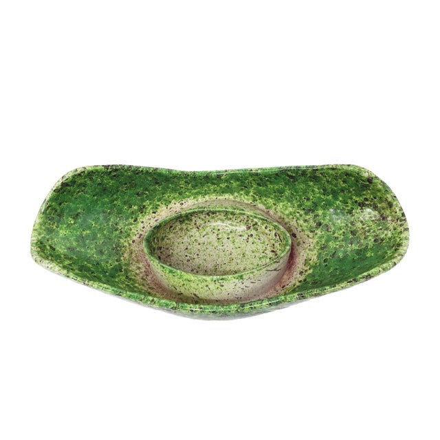 Vintage Mid-Century Modern Green Footed Bowl For Sale - Image 4 of 5