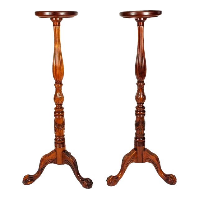 Dark Mahogany Wood Plant Stand / Fern - a Pair For Sale