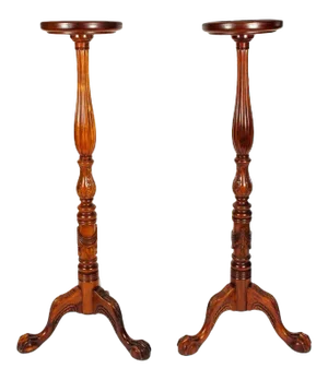 Dark Mahogany Wood Plant Stand / Fern - a Pair