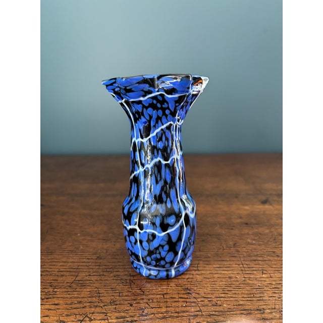 Art Deco 1930s Art Deco Bohemian Kralik "Spider Web" Spatter Glass Vase For Sale - Image 3 of 7