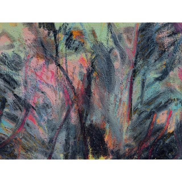 Abstract Expressionist French Woods - Abstract with Pink, Black, & Blue Bay area abstract expressionist landscape of...