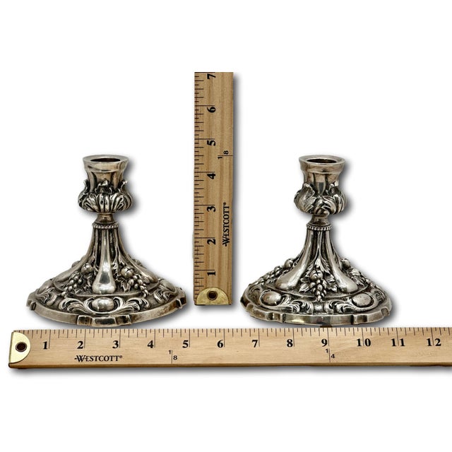 Antique Fine & Beautiful Victorian Tiffany & Company Heavy Solid Cast Silverplate Candlesticks - A Pair For Sale - Image 18 of 18