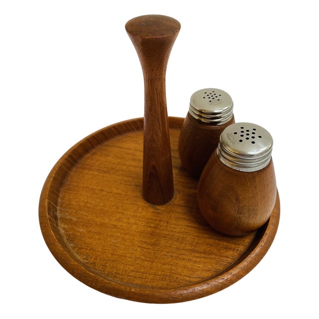Swedish Salt and Pepper Set in Teak by K. Holmberg, 1960s, Set of 3 For Sale