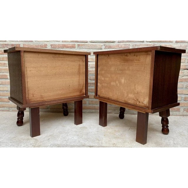 Mid-Century Wood Nightstands with Drawers, 1960s, Set of 2 For Sale - Image 11 of 13