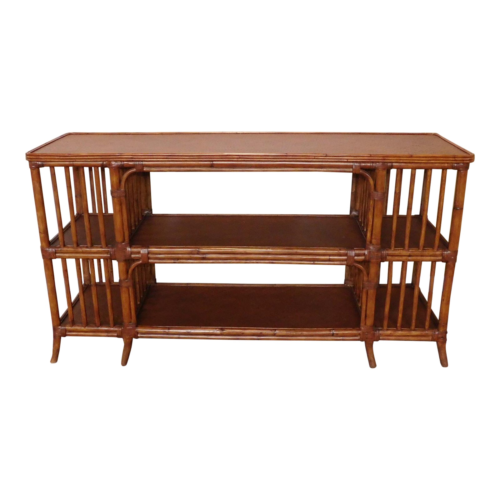 Ethan Allen Rattan Media Console Sofa Table Chairish