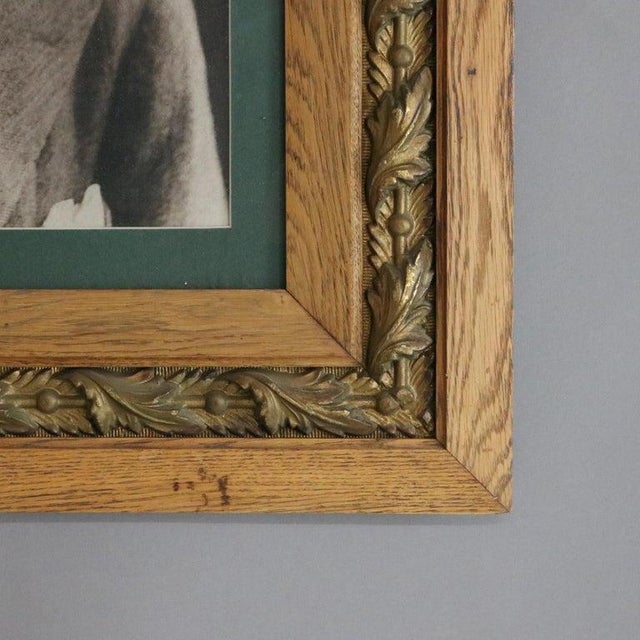 American Antique Portrait Print of a Man in Oak and Gold Leaf Frame C1890 For Sale - Image 3 of 9