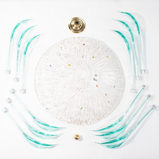 Barovier & Toso Mid‑Century Murano Glass Pendant With Copper Aventurina and Millefiori in the Manner of Barovier For Sale - Image 4 of 18