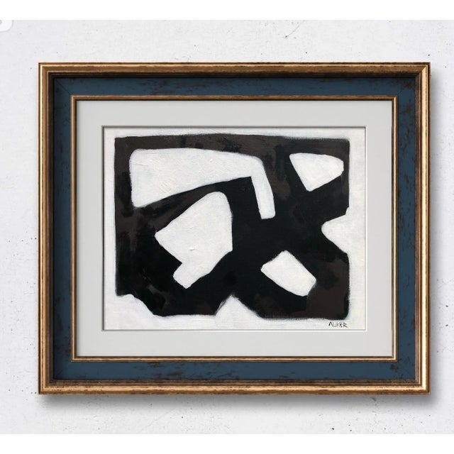 Black “Abstract Composition in Black and White 3”, Original Contemporary Acrylic Painting on Canvas by CL Auker For Sale - Image 8 of 8