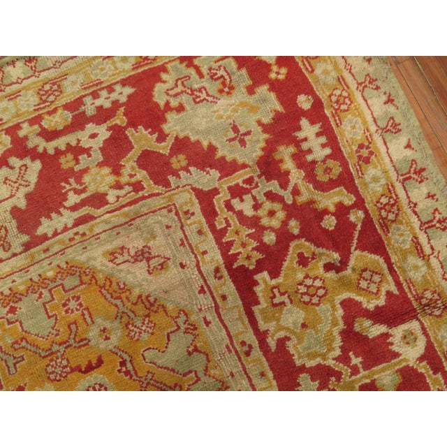Antique Large Square Green Oushak Rug - 13'8" x 15'3" For Sale - Image 11 of 12