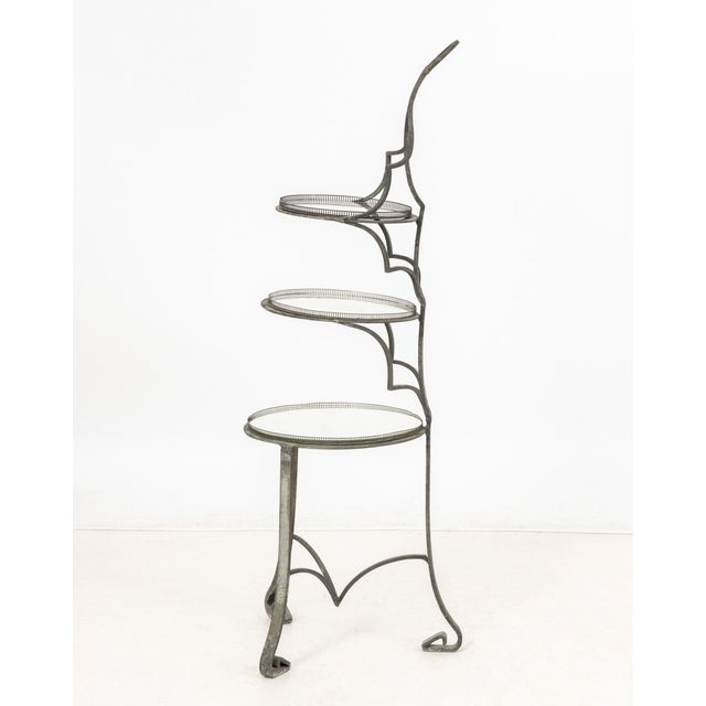 Metal French Wrought Iron Three-Tier Serving Stand For Sale - Image 7 of 8