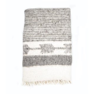 Grey & White Wool Blanket For Sale