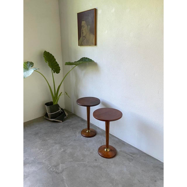 Wood Art Deco Pedestal Tables in Oak, 1940s, Set of 2 For Sale - Image 7 of 18