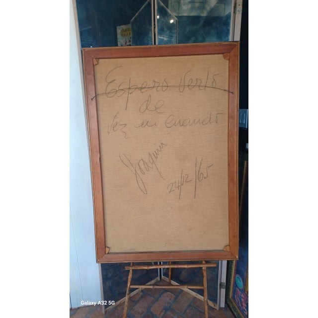 Vintage Expressionist Framed Oil Painting on Canvas of Man With Accordion For Sale - Image 4 of 5