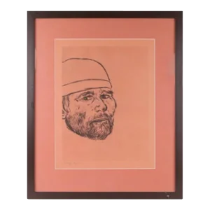Vintage R.B. Kitaj, Charcoal Self-Portrait Lithograph in Apricot Tones, Signed and Numbered