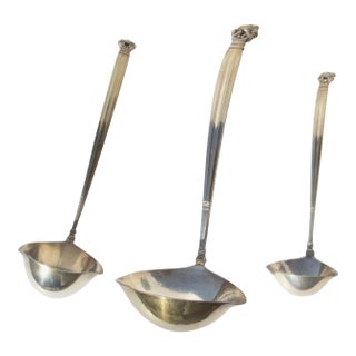 1950s Georg Jensen Acorn Pattern Laddles 5.5 Ounces - Set of 3 For Sale