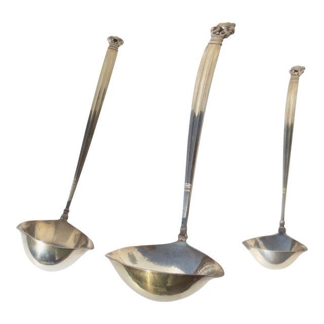 1950s Georg Jensen Acorn Pattern Laddles 5.5 Ounces - Set of 3 For Sale