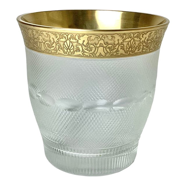 1960s Moser Splendid Gold Etch Champagne or Ice Bucket For Sale