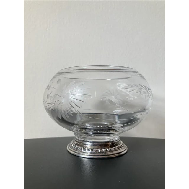 American Crystal Glass and Sterling Silver Votive Candle Holder or Bowl Catchall by Duchin For Sale - Image 3 of 12