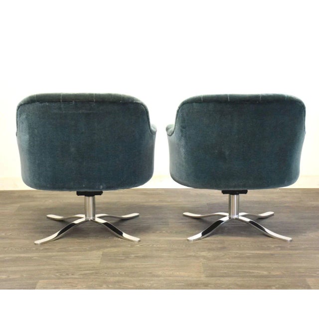 1970s Nico Zographos Swivel Lounge Chairs - a Pair For Sale - Image 5 of 12