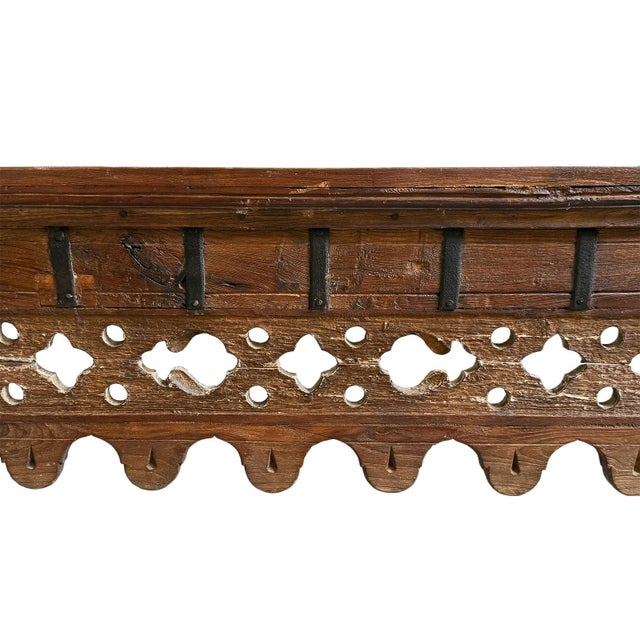 Rich with character and architectural history, this extraordinary 111-inch long bench features an antique Indian...