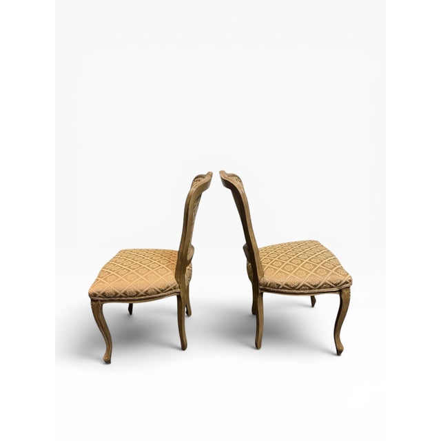Late 20th Century French Provincial Side Chairs With Golden Floral Patterned Upholstery For Sale In Boston - Image 6 of 15