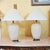 Late 20th Century Pair of Vintage White Art Deco Ceramic Table Lamps With Pleated Shades – 27” For Sale - Image 5 of 18
