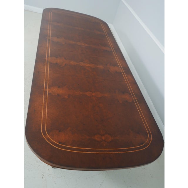 Maitland Smith Mahogany Inlaid Double Pedestal Dining Table For Sale - Image 12 of 18