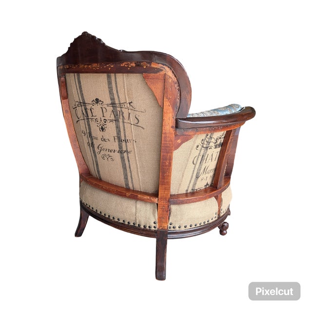 Vintage Deconstructed Louis XVI Style Accent Armchair For Sale - Image 9 of 12