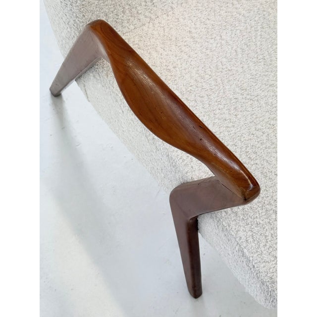Mid-Century Italian Lounge Armchair in Cherrywood and White Bouclé, 1950s For Sale - Image 11 of 14