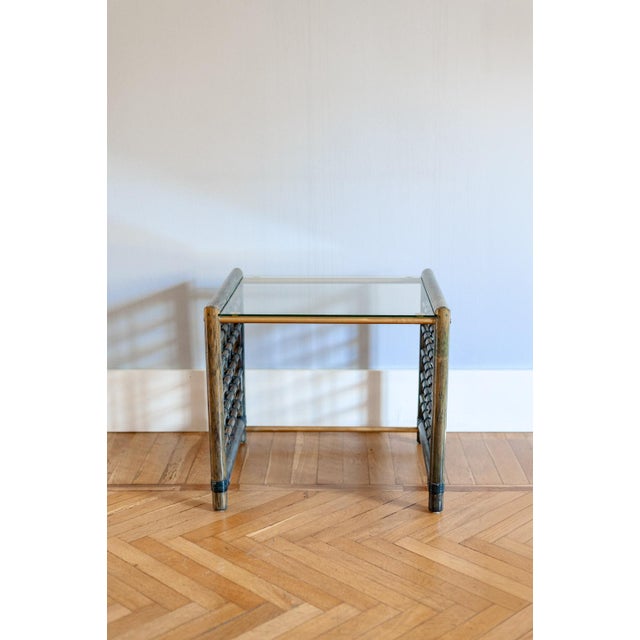1970s Vintage Nesting Tables in Bamboo with Glass Top from Gallotti & Radice, 1970, Set of 3 For Sale - Image 5 of 15