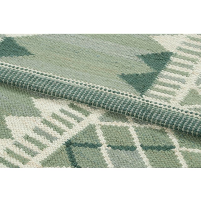 Textile Contemporary Scandinavian Style Green Geometric Wool Rug by Rug & Kilim, India For Sale - Image 7 of 9
