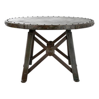 Industrial Riveted Round Table For Sale