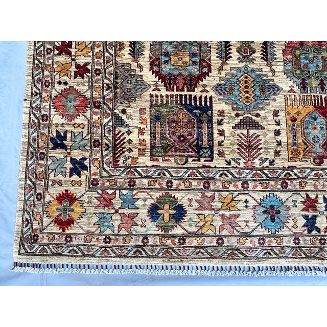 Hand-Knotted Afghan Kazak Wool Area Rug - 9'0" X 11'10 For Sale - Image 10 of 12
