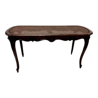 French Walnut Caned Bench with Cabriole Legs For Sale