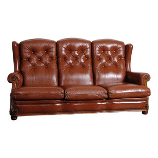 Italian Three-Seater Leather Sofa, 1970s For Sale