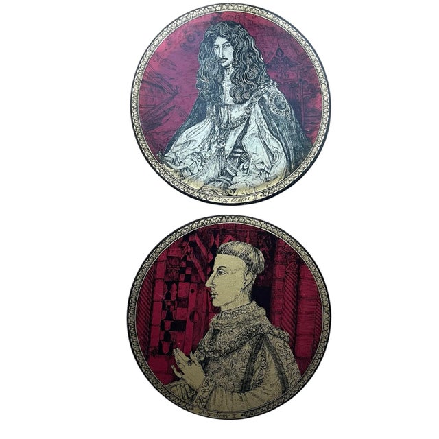 English 6 VTG 5 Kings & 1 Queen Coasters Trivets Henry VIII Wood Cork 8.5” Distressed. For Sale - Image 3 of 6