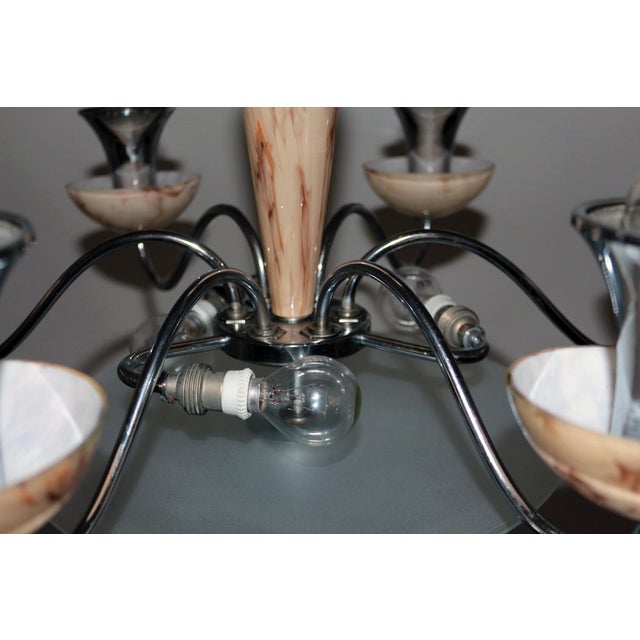 Metal Art Deco Chandelier in Chrome, 1930s For Sale - Image 7 of 18