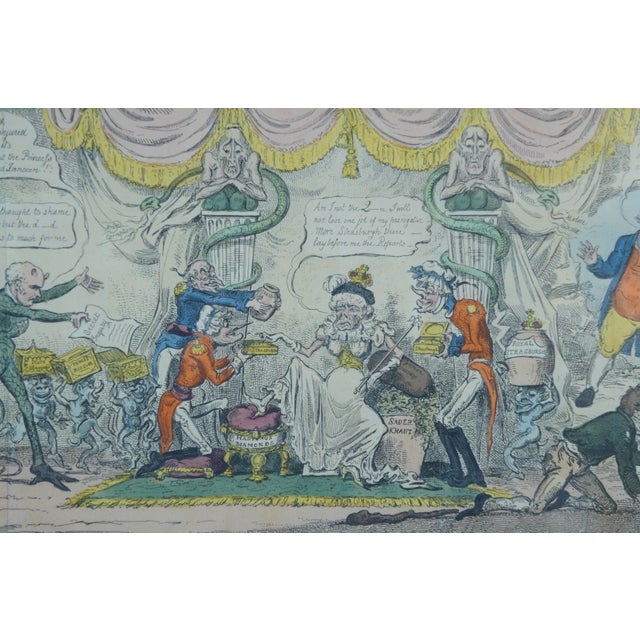 Early 19th Century Early 19th Century Antique George Cruikshank John Bull in the Council Chamber Satirical Engraving, Framed For Sale - Image 5 of 12