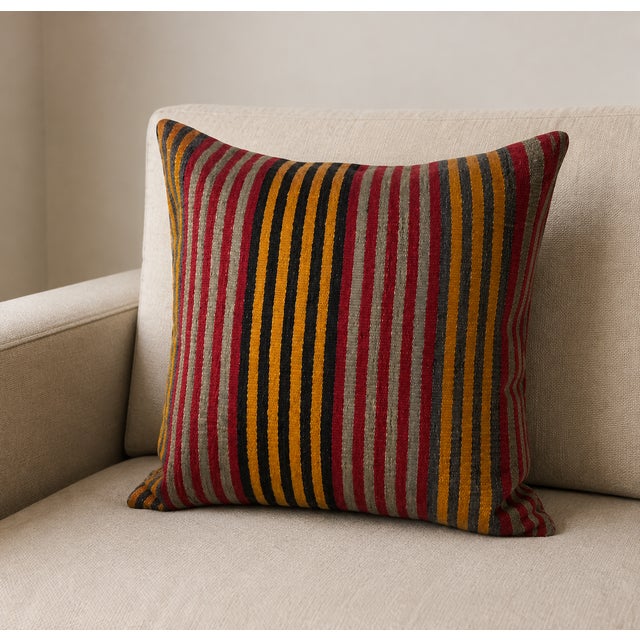 1960s Vintage Kilim Pillow 28” X 28” For Sale - Image 5 of 5
