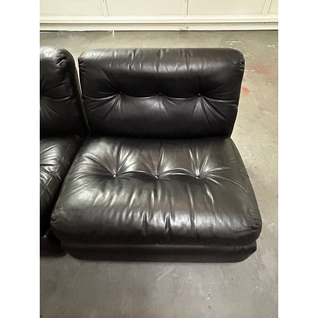 Circa 1970 Original Black Leather Amanta Lounge Chairs by Mario Bellini for C&b Italia For Sale - Image 13 of 18