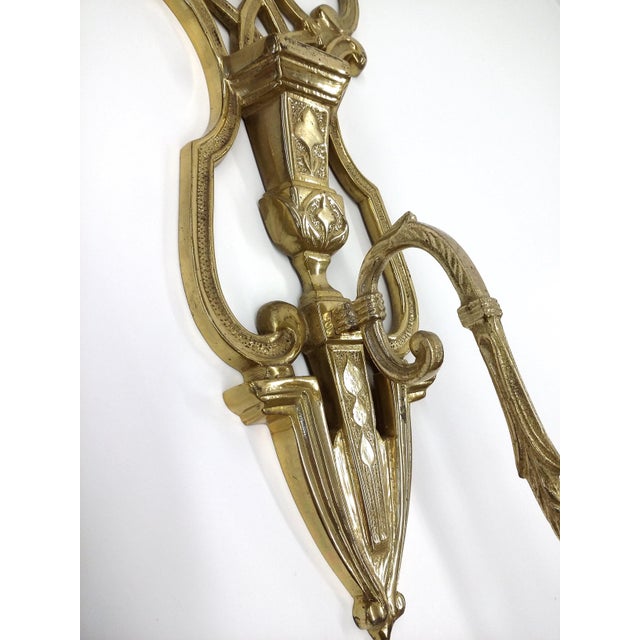 Vintage Brass Tall Candlestick Wall Sconce For Sale In Los Angeles - Image 6 of 10