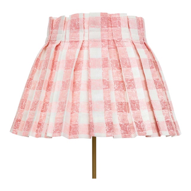 Flamingo Pink Gingham Lamp Shade Cover by Palm Orleans X Alice Palmer For Sale
