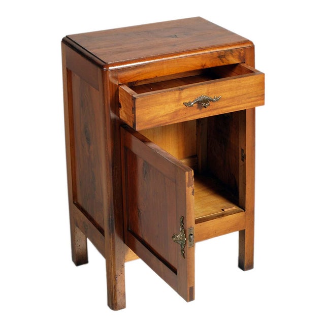 Early 20th Century Art Nouveau Walnut Bedside Table by Meroni & Fossati Lissone. Beautiful patina, wax polished A. Meroni...