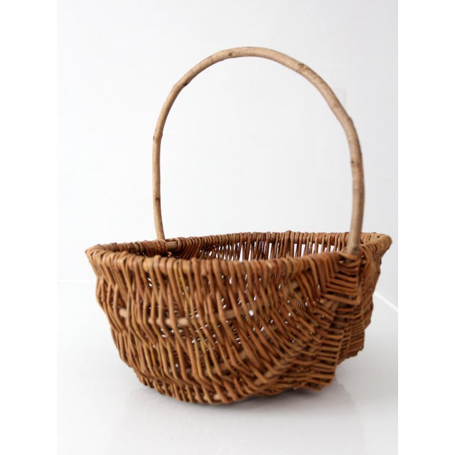 Vintage Wicker Gathering Basket For Sale - Image 4 of 14