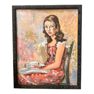 Portrait of a Young Girl in Red Dress Painting