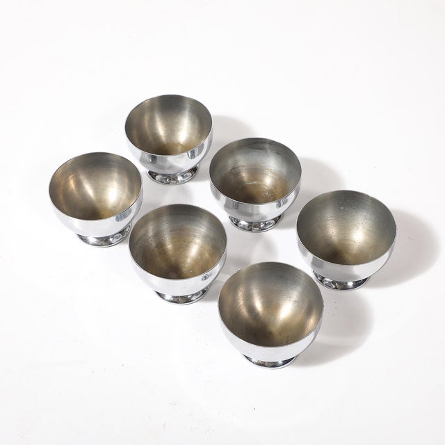 1930s Set of Six Art Deco Chrome Cordials Signed Chase For Sale - Image 10 of 10