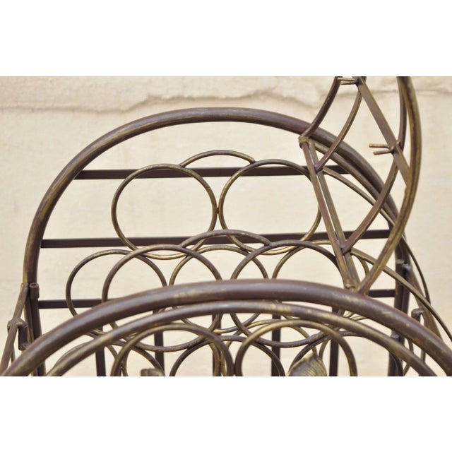 Late 20th Century Mediterranean Style Wrought Iron 37 Wine Bottle Slot Holder Stand With Door For Sale - Image 12 of 12