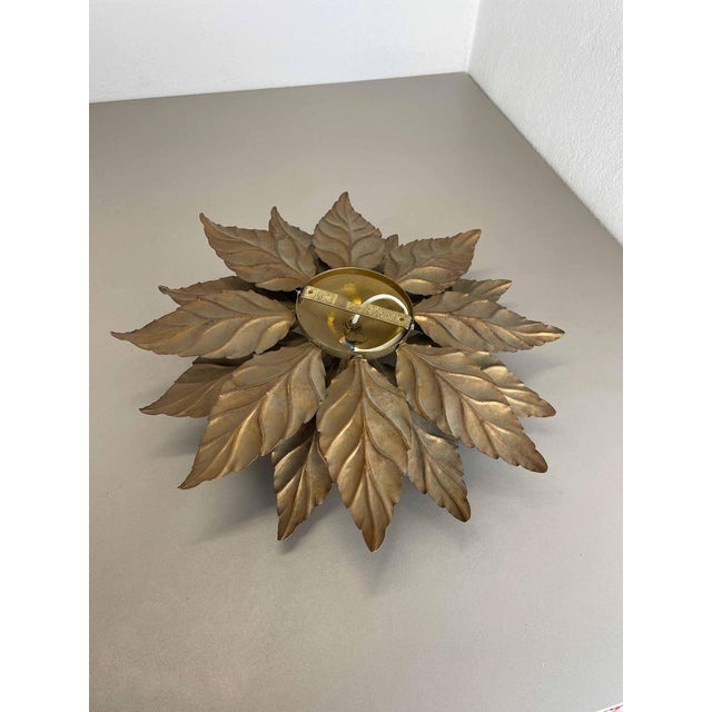Golden Florentiner Leaf Wall Ceiling Light Sconces from Hans Kögl, Italy, 1970s No 1 For Sale - Image 15 of 18