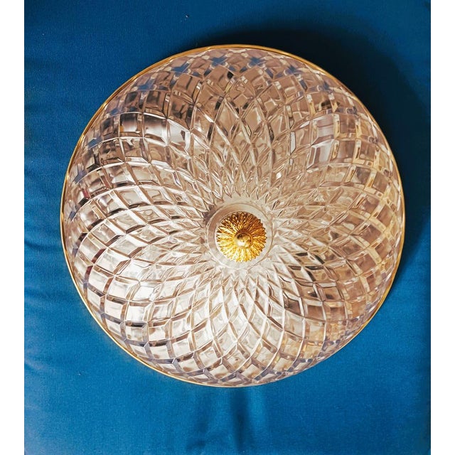 Large Art Deco Ceiling Light in Gold-Plated Brass and Crystal, Rome, Italy, 1990s For Sale - Image 6 of 18