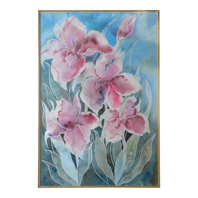 Late 20th Century Original Modernist Floral Abstract Painting Signed For Sale